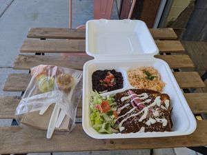 Enchiladas with mole sauce at Tacotarian - Downtown LV in Las Vegas