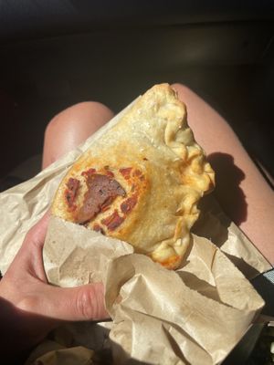 Pepperoni calzone  at Iwtopia Deli in Aberystwyth