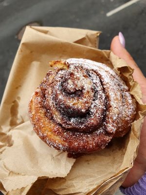 Cinnamon bun at Iwtopia Deli in Aberystwyth