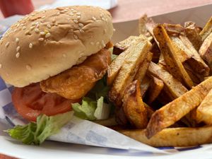 Fish sandwich at Sunshine Vegan Eats in Buffalo