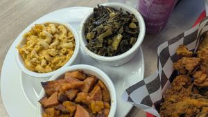 Sided yams greens Mac and cheese at Sunshine Vegan Eats in Buffalo