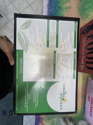 Menu part 2  at Sunshine Vegan Eats in Buffalo