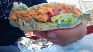 Carrot tuna with blue cheese. Very creative way to reproduce the tuna vibe, super delicious. at Sunshine Vegan Eats in Buffalo