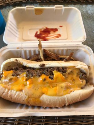 Philly Sandwhich with fries (I already ate most of the fries) at Sunshine Vegan Eats in Buffalo