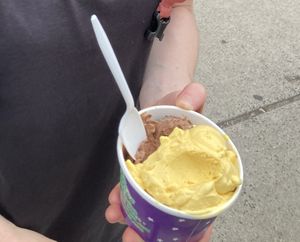Mango and chocolate pudding  at Emack & Bolio's Ice Cream in Boston