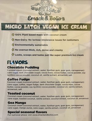 Vegan options  at Emack & Bolio's Ice Cream in Boston