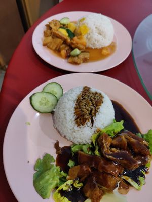 Chicken rice/ sweet&sour chicken at Thin Hei Vegetarian in Ipoh