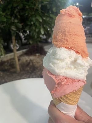 Blood orange, coconut and raspberry strawberry  at Gelocchio in Cairns