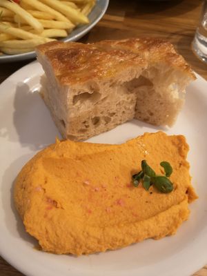 Hummus and focaccia at Shrub in Chester