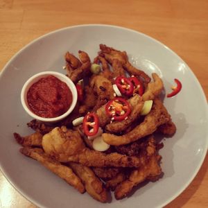 Mushroom calamari at Shrub in Chester
