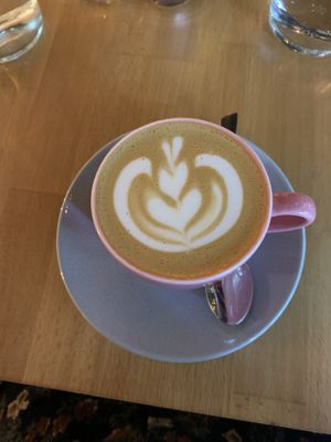 Decaf cappuccino with oat milk  at Shrub in Chester