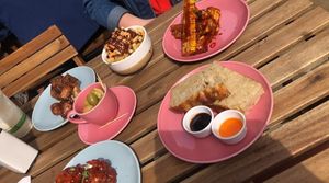 Loaded fries. Corn ribs. focaccia at Shrub in Chester