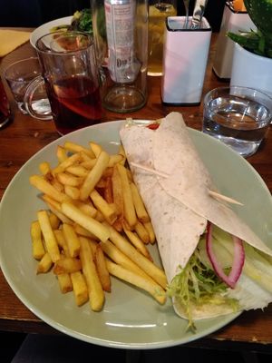 Kebab wrap & fries at Shrub in Chester