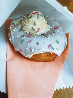 Birthday cake donut 🍩  at Shrub in Chester