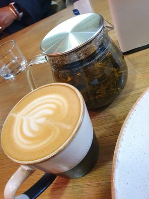Cappuccino & a green tea   at Shrub in Chester