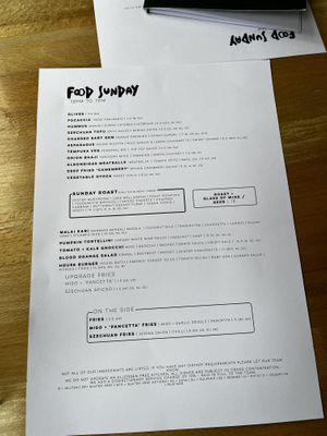 Menu  at Shrub in Chester