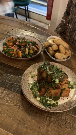 Salad, potatoes and frickles  at Shrub in Chester