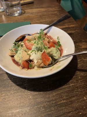 Strawberries and cream with shortbread - all vegan   at Shrub in Chester