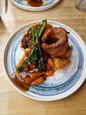 Roast dinner w/ mushroom wellington at Shrub in Chester