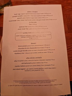 Big plates and dessert menu at Shrub in Chester
