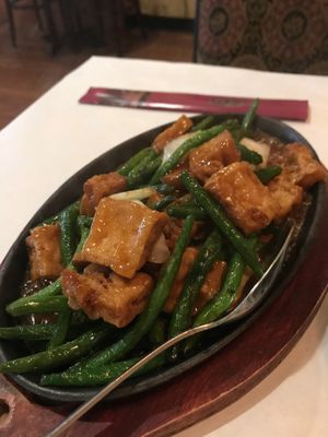 sizzling platter tofu at Alice's Mandarin Taste in Sharon