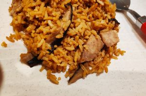 Yam Rice with generous Yam and mushrooms at Red Apple Veggie Cafe 红苹果素食 - Fortune Centre in Central Singapore