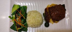 (I think) sambal fish, +/-$8. Sambal is spicy 👍👍👍 "fish" has texture of cutlet 👍👍👍 at Red Apple Veggie Cafe 红苹果素食 - Fortune Centre in Central Singapore