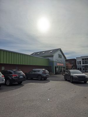 The parking lot for the Marquette Food Co-op. at Marquette Food Co-op in Marquette