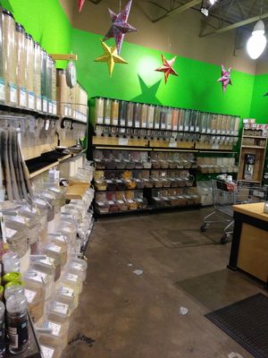 The bulk section at the co-op at Marquette Food Co-op in Marquette