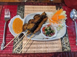 Mushroom satay starter at Art of Siam Thai Cuisine in Newcastle-under-lyme
