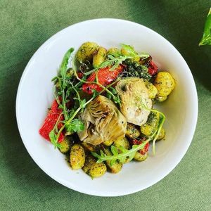 Gnocchi with Artichokes & Pesto  at Living Vino @ So Lucky Bar in Tbilisi
