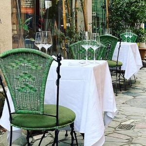 Outdoor tables at Living Vino at Living Vino @ So Lucky Bar in Tbilisi