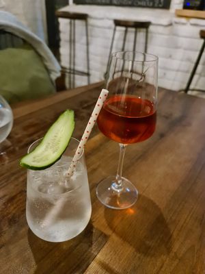 Georgian gin & tonic, rosé wine at Living Vino @ So Lucky Bar in Tbilisi