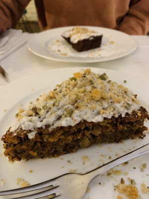 Carrot Cake & Chocolate Brownie   at Living Vino @ So Lucky Bar in Tbilisi