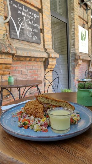 Outdoor seating at Living Vino @ So Lucky Bar in Tbilisi