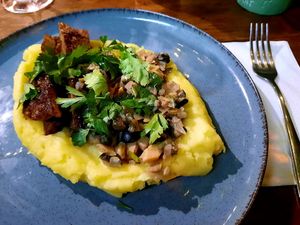 Un-chicken picatta at Living Vino @ So Lucky Bar in Tbilisi