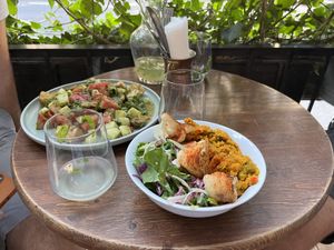 Italian Panzanella Salad & Detox Bowl  at Living Vino @ So Lucky Bar in Tbilisi