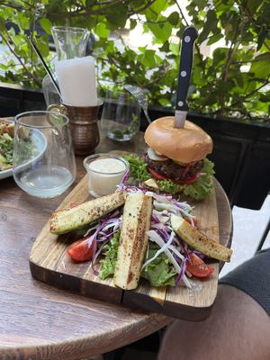 Vegan burger  at Living Vino @ So Lucky Bar in Tbilisi