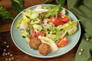Falafel & Georgian Salad at Living Vino @ So Lucky Bar in Tbilisi