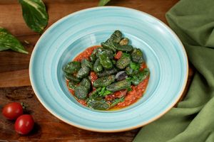 Spinach Gnocchi with Marinara at Living Vino @ So Lucky Bar in Tbilisi