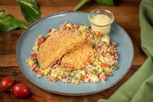 Schnitzel with Tropical Salsa at Living Vino @ So Lucky Bar in Tbilisi