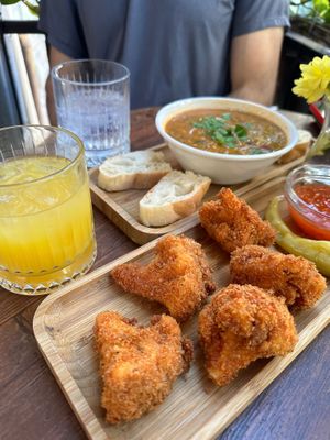 Kharcho, cauliflower wings, and chacha cocktails  at Living Vino @ So Lucky Bar in Tbilisi