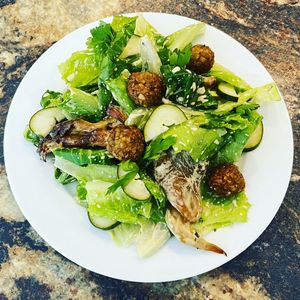 Vegan Caesar Salad at Living Vino @ So Lucky Bar in Tbilisi