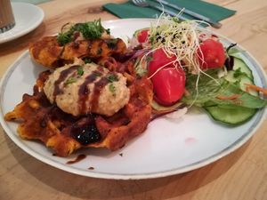 Sweet potato waffles at CLO in Antwerpen