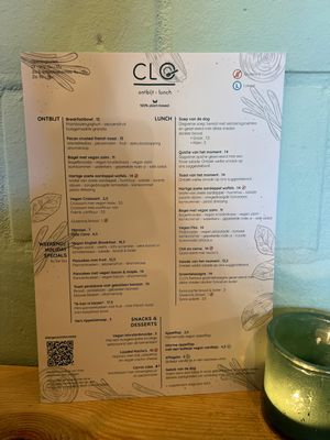 the menu   at CLO in Antwerpen