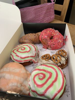 Twister, salero, the homer, salted caramel pretzel and pb choc yum yum  at Revival Coffee and Donuts in Hull