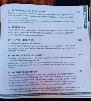 Some of the menu at Dapur Usada  in Ubud