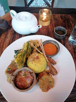 Nasi campur vegan version with jackfruit at Dapur Usada  in Ubud