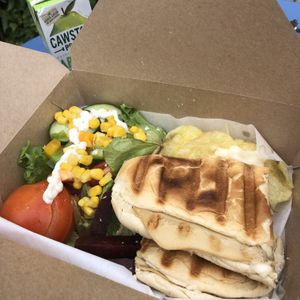 Vegan panini and salad  at Hugo's in Newcastle Upon Tyne