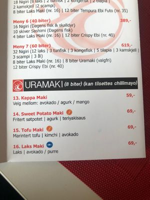 Kappa maki, sweet potato maki, tofu maki at Baba Sushi in Moss